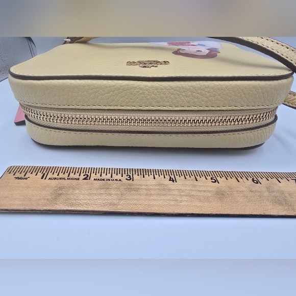 COACH X DISNEY C3404 Princess Belle Mini Camera Crossbody Bag Yellow Leather - Picture 12 of 16